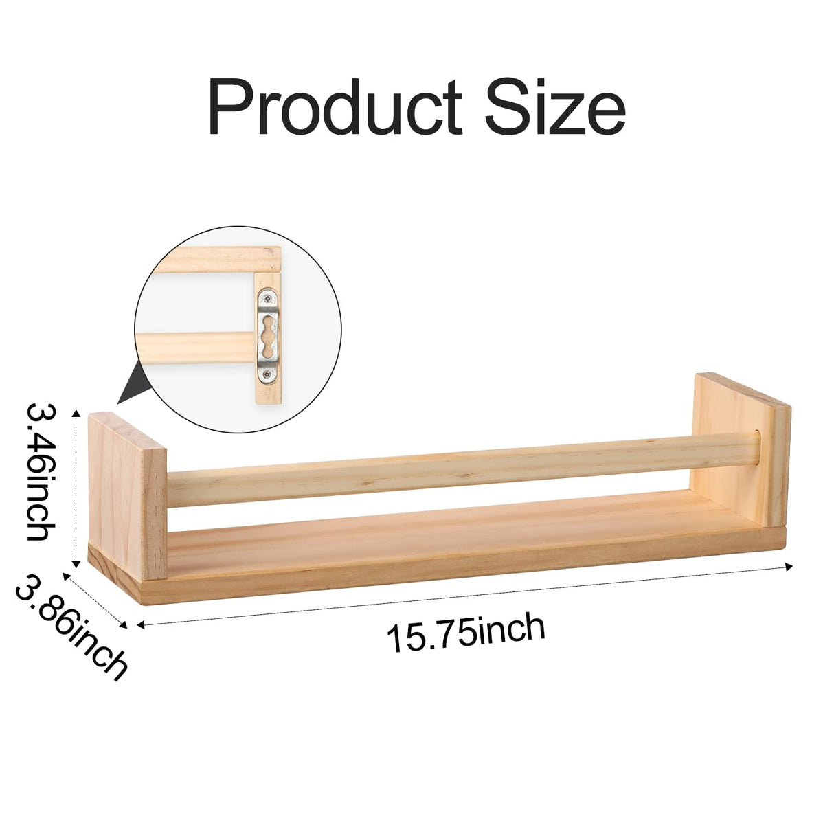 Burlywood Floating Shelves Set of 4 - 15.7 Inch Versatile Kids Bookshelf for Home Décor Gneric