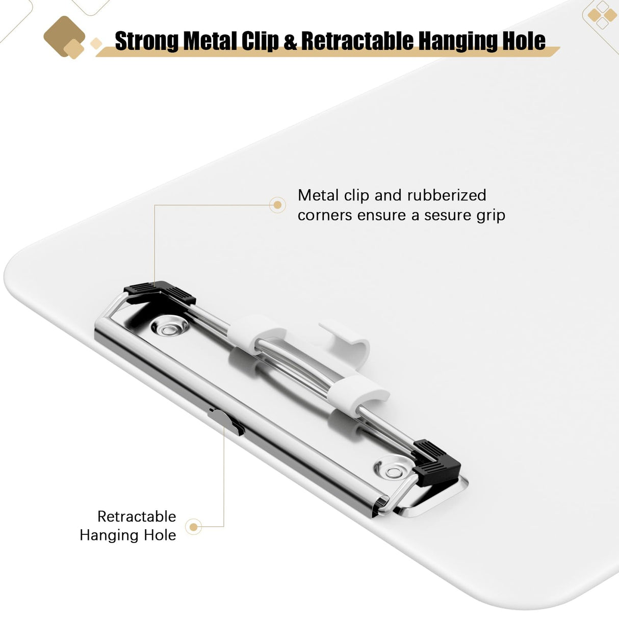 Hongri Plastic Clipboard, White 8.5x11" Clipboard, A4 Letter Size Clipboards for Nurses, Students, Office and Women, Clipboard with Pen Holder and Low Profile Clip, Size 12.5 x 9 Inch(White) Hongri