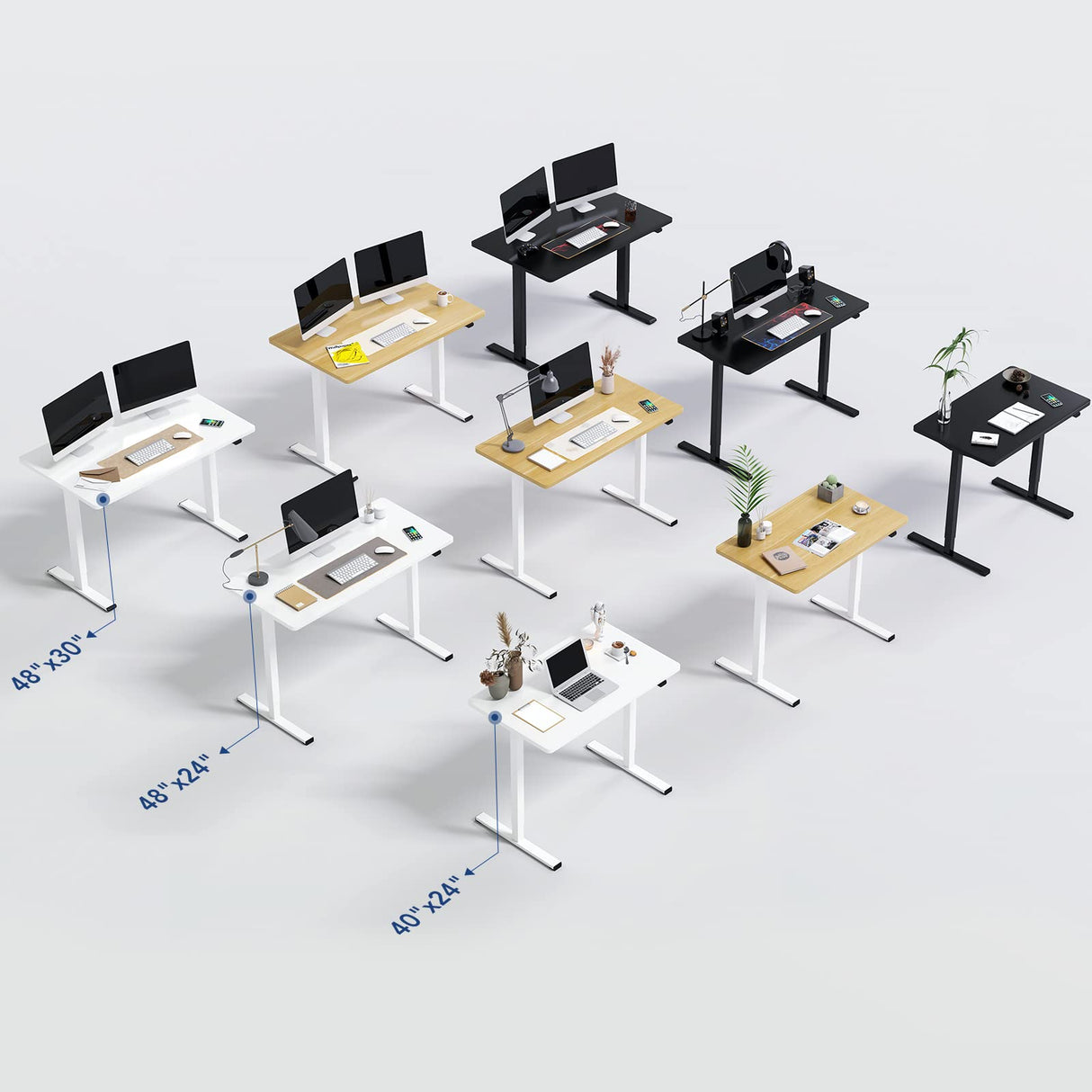 SANODESK Electric Standing Desk 40 x 24 Inches Whole-Piece Desktop Height Adjustable Stand Up Desk w/6-Button Controller Ergonomic Computer Desk for Home Office, Black Frame + Black Tabletop SANODESK