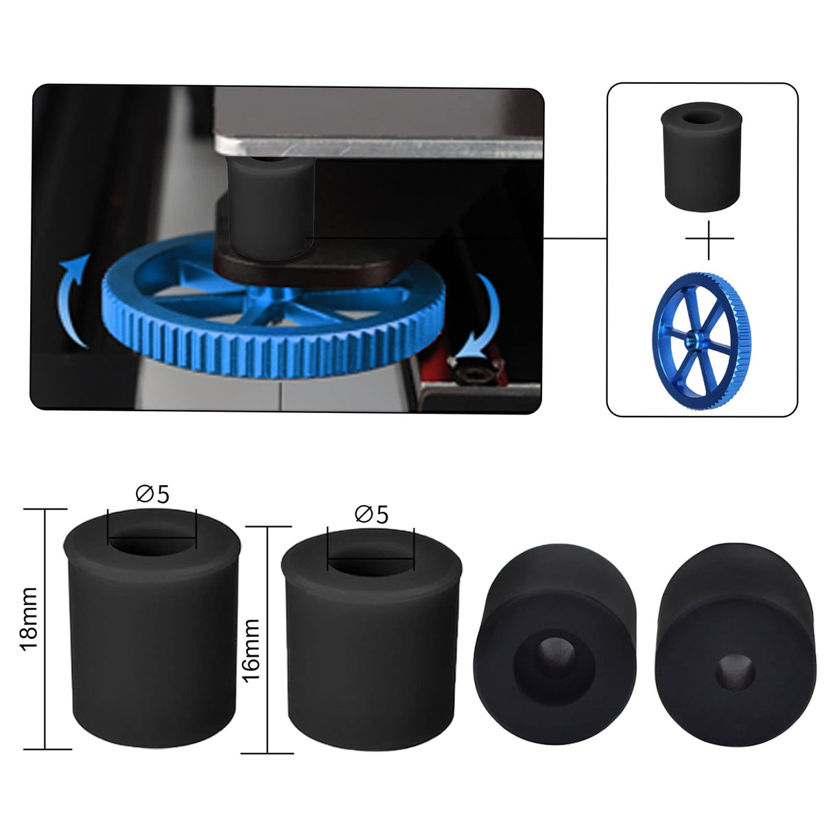 IdeaFormer Upgraded 4pcs Blue Aluminum Hand Twist Leveling Nut,4pcs 20mmSprings,4pcs Screws, 4pcs Heatbed Silicone Leveling Column Mounts for Ender 3/3 Pro/3v2 3D Printer IdeaFormer IR3