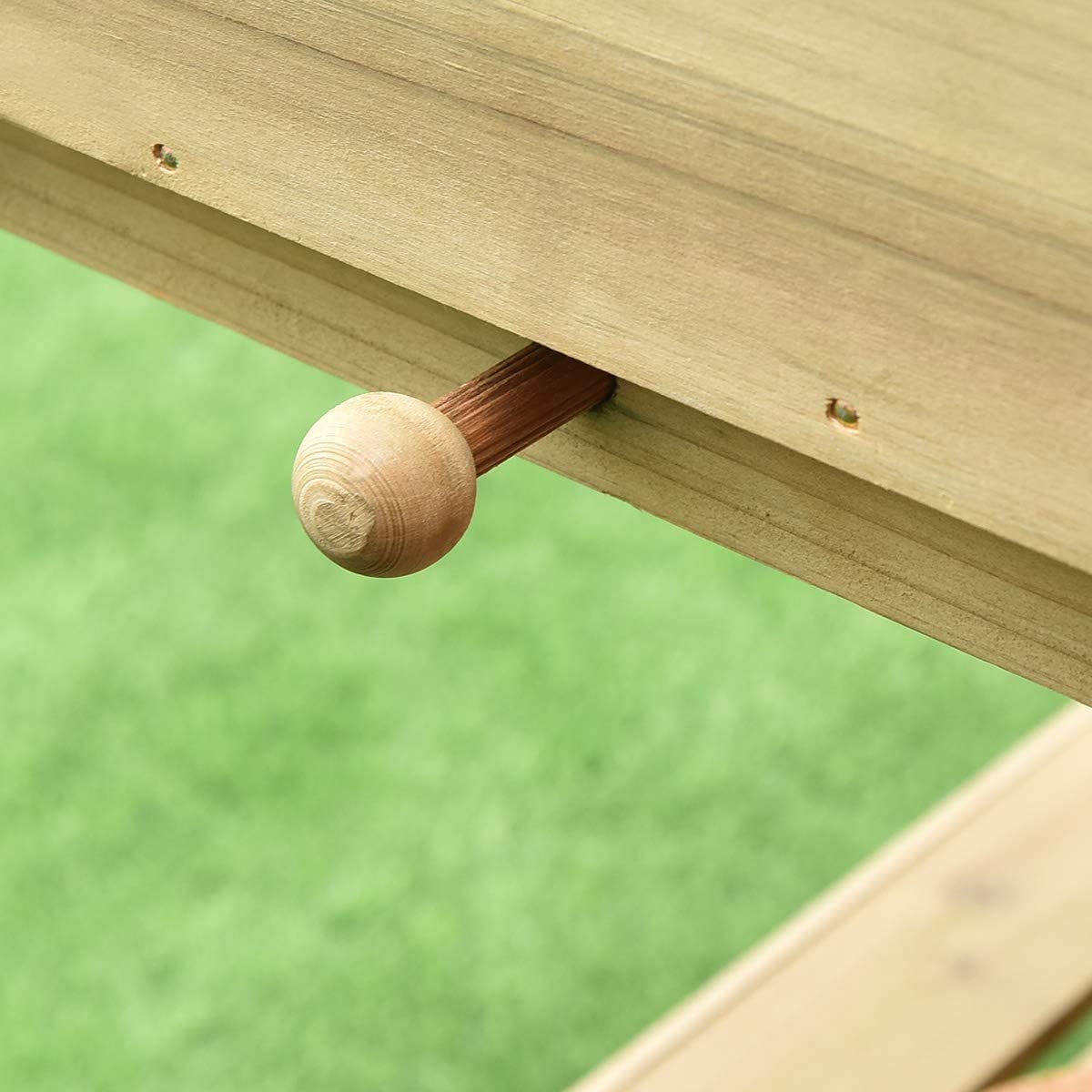 OFFICEJOY Potting Bench, Outdoor Garden Work Station Table w/Galvanized Tabletop, 2 Lower Shelf, 3 Wood Hooks, Plant Flower Pot Workstation Bench Table for Backyard, Balcony, Patio, Yard (Light Oak) OFFICEJOY