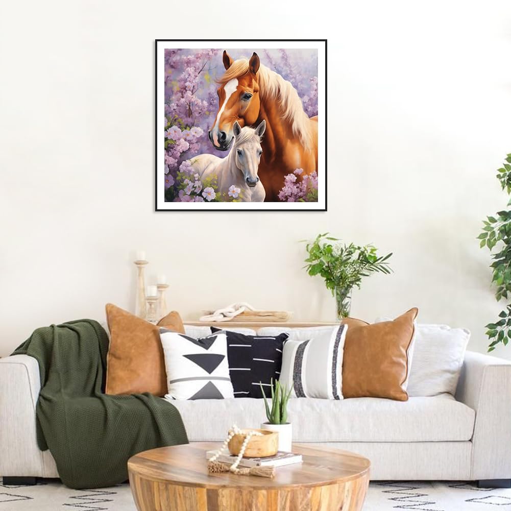 SJUTOUCI Horse Diamond Painting Kits for Adults, Diamond Art Kits for Beginners, 5D DIY Diamond Dot Art, Full Drill Gem Craft for Home Decor 12x12 inch SJUTOUCI