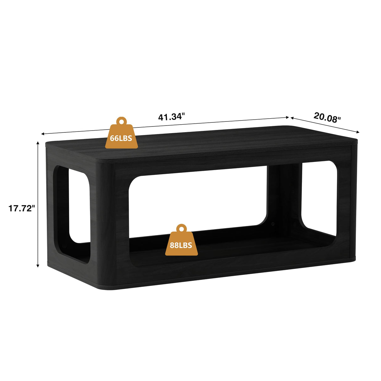 YUCHIATH Coffee Table for Living Room, Farmhouse Coffee Table with 2-Tier Storage, Accent Wood Coffee Table for Living Room (Black) YUCHIATH