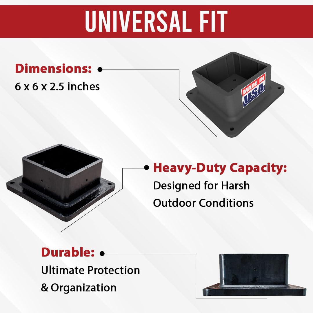 USA-Made 4x4 Post Base Bracket Anchor – Never Rust or Stain - Durable Plastic Deck Post Skirt Flange Cover for Wood Posts - Strong Handrail Base, Brackets, and Anchor Support (1 Pack) bullke