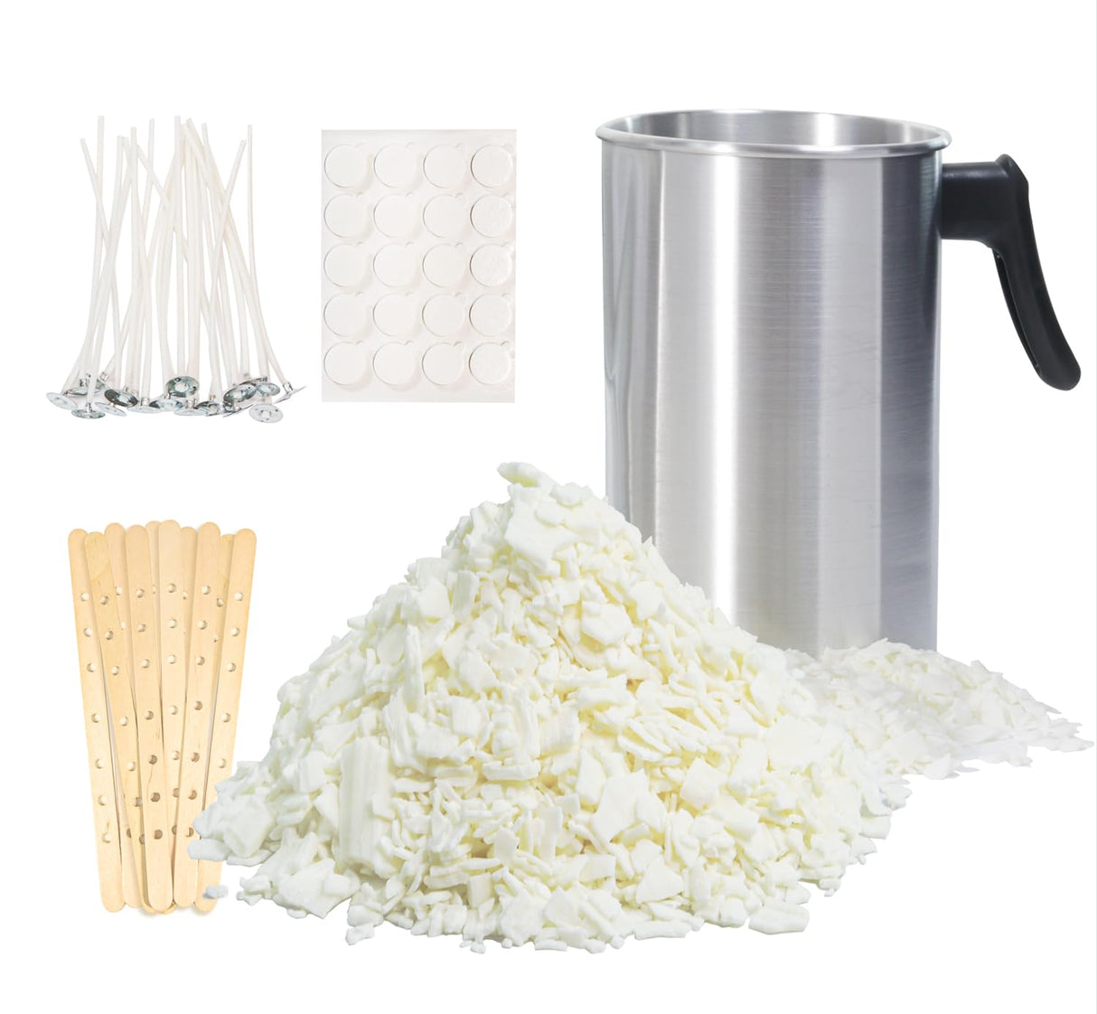 Candle Making Kit with Soy Wax Flakes, 2.5lb Candle Wax, 101oz Pouring Pitcher, Candle Wicks, Stickers, Centering Devices, Vegan Cruelty Free Aroparc