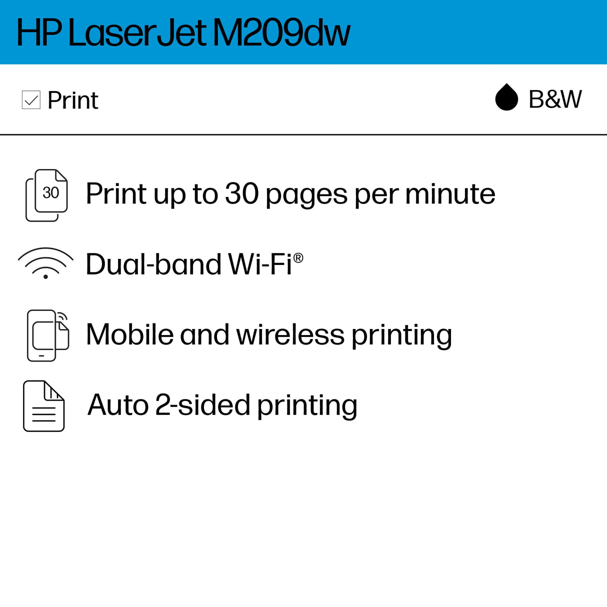 HP LaserJet M209dw Wireless Printer, Print, Fast speeds, Easy setup, Mobile printing,Best-for-small teams HP