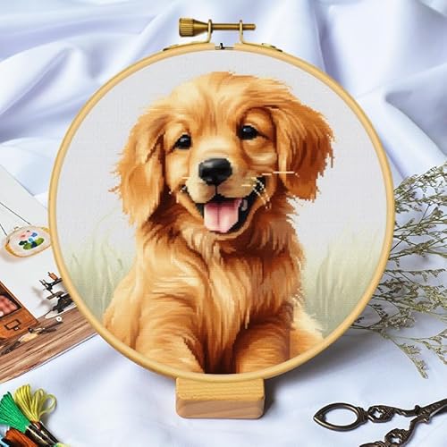 Trout DIY Stamped Cross Stitch Kits for Beginners Easy with Hoop 11CT Needlepoint Embroidery Counted Cross Stitch Kits Art Craft Wall Decor and Gift 35x35cm(1)