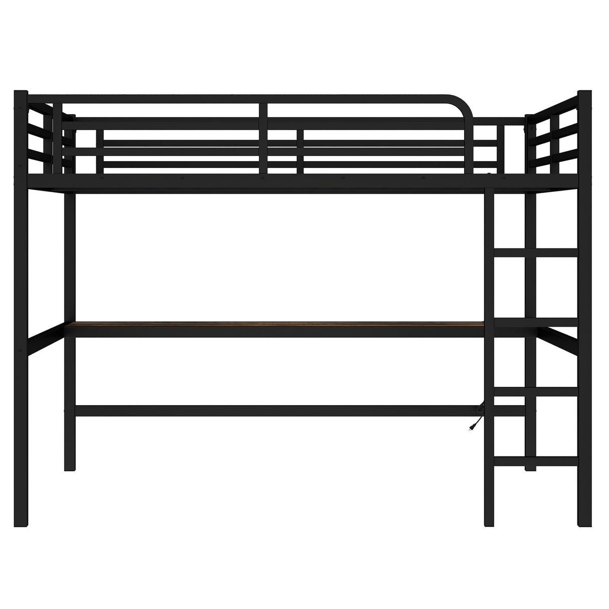 SOFTSEA Queen Size Loft Bed with Desk, Heavy-Duty Metal Gaming Loft Bed with USB Ports and LED Lights for Adults Kids Teens, Space-Saving Design for Small Rooms & Dorm, Black SOFTSEA