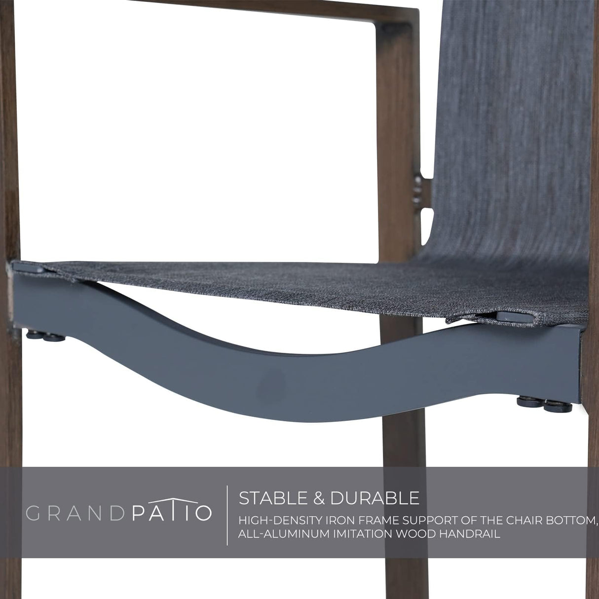 Grand patio 7 Piece Outdoor Dining Set with Faux Wood Grain Finish, Modern Alunimum Table and Chairs for 6 with Market Umbrella Hole for Garden, Backyard,Poolside,Lawn,Porch,Deck,Yard,Dark Brown Grand patio