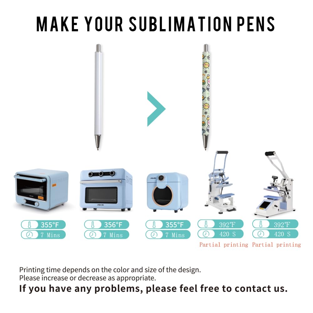 PYD Life 20 Pack Sublimation Pens Blanks No Clip Bulk White with 25 Pieces Shrink Wrap Films,Sublimation Ballpoint Pen Personalized DIY by Pen Heat Press Sublimation Oven PYD Life