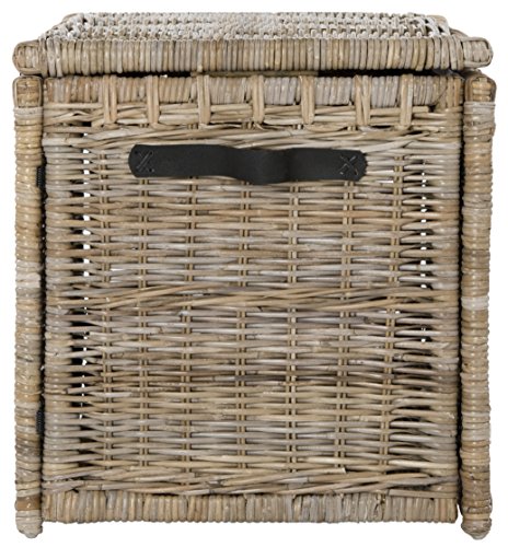 happimess HPM9004B Michael 35" Wicker Storage Trunk, Collapsible for flat storage, Rattan-Kubusoft Gray, Coastal for Office, Dorm Room-LivingRoom, Bedroom, Dining Room, Natural happimess