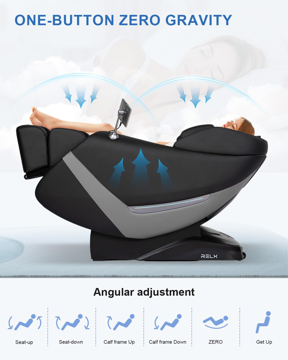 RELX 2025 Massage Chair Full Body, Zero Gravity Airbag Shiatsu Massage Chair with SL-Track, Heating, AI Control, Body Scan, 13 Modes, Foot Rollers, and Deep Yoga Stretch (Black) RELX