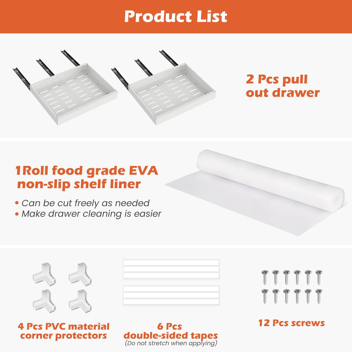 2 Pack 16.5" Deep Pull Out Cabinet Organizer, Upgrade 3 Slide Rails Slide Out Drawers for Kitchen Cabinets, Adjustable Width (12.2"-20.4") Pull Out Drawers for Frameless Cabinets lockincar
