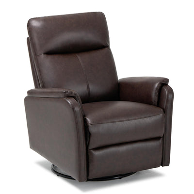 COLAMY Leather Swivel Recliner Chair with Footrest, Rocker Recliner Chair High Back with Double-Layer Cushion, Glider Recliner for Nursery & Living Room, Bedroom, Chocolate