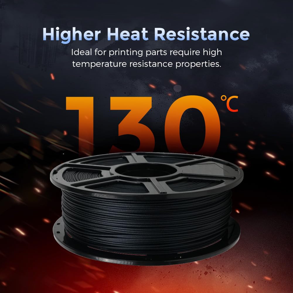 FLASHFORGE Carbon Fiber PETG Filament 1.75mm, Carbon Fiber PETG 3D Printer Filament, 1KG Spool Dimensional Accuracy +/- 0.02mm, Lightweight & Heat-Resistant & Moisture Free (Black) FLASHFORGE