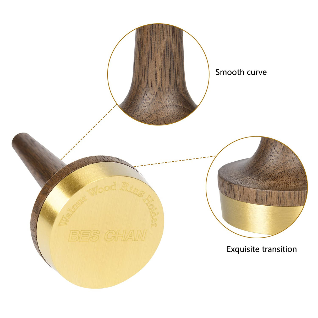 belaDESIGN Black Walnut Wooden Ring Holder, Wood Crafts Stand Jewelry Display, Gift for Engagement, Wedding Ceremony, Anniversary, Valentine's, Men and Women, 1 Pack belaDESIGN