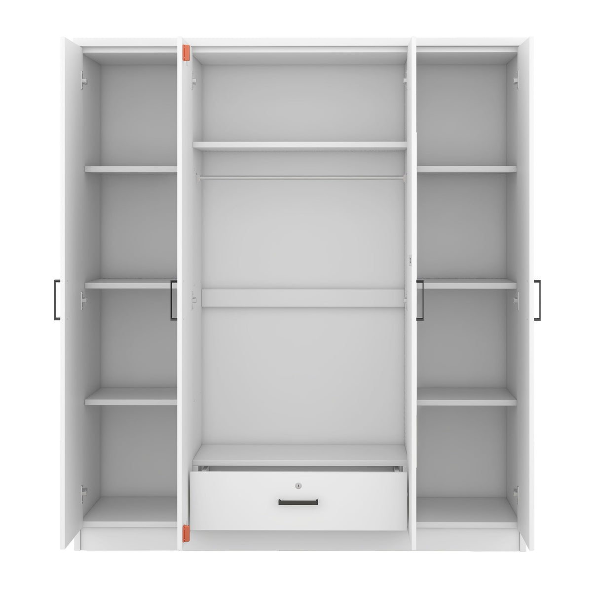 LZ LEISURE ZONE 4 Doors Mirror Wardrobe, Large Freestanding Armoire Wardrobe Closet with Drawer, Shelves and Hanging Rod, Bedroom Armoires Dresser Wardrobe Cabinet Clothing Organizer, White LZ LEISURE ZONE