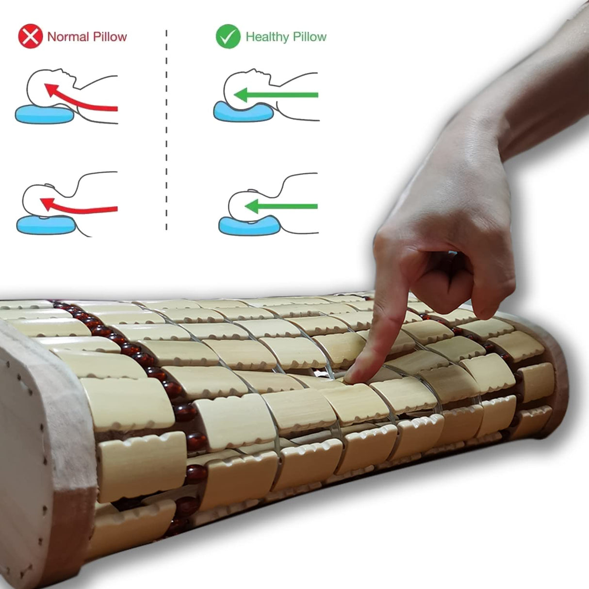 NUIBY Bamboo Sauna Headrest Pillow, 100% Natural Handmade Wood Sauna Pillow Sauna Neck Rest Sauna Accessory, Bonus Sauna Cap and Seat Pad Included, Summer Cool Cervical Spine Pillow (1 Set) NUIBY