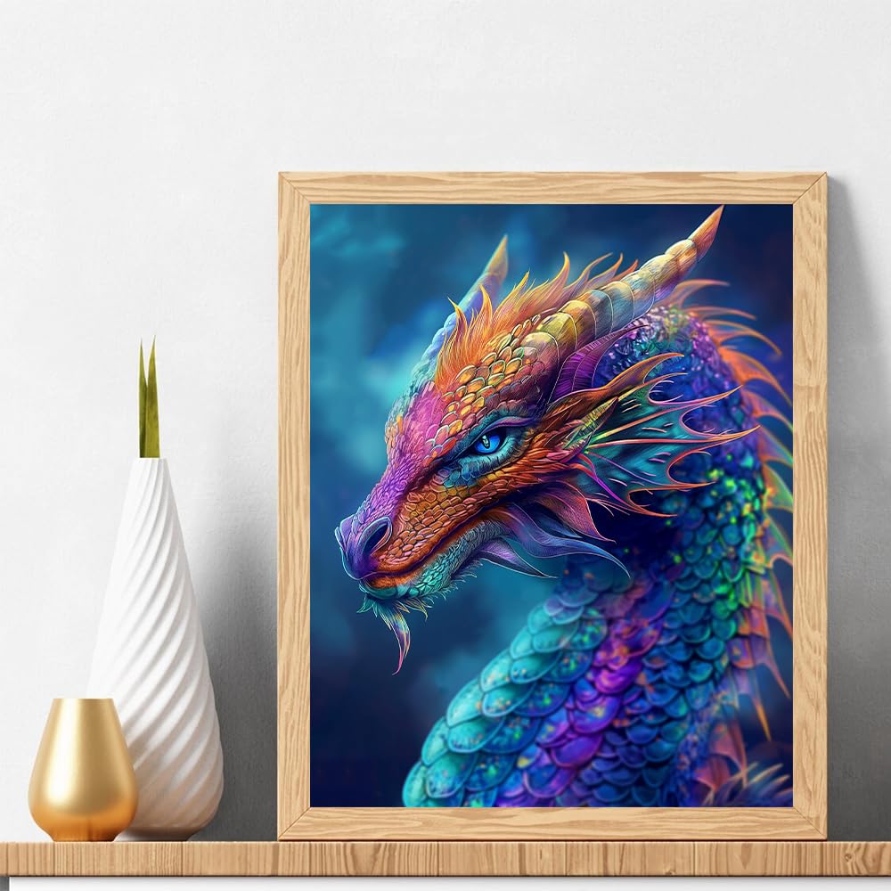 Natuyalo Paint by Numbers Kits for Adults Colorful Dragon Paint by Number for Adults Beginner Animal Drawing Paintwork with 3 Paintbrushes Acrylic Canvas Painting 16x20 Inch Natuyalo