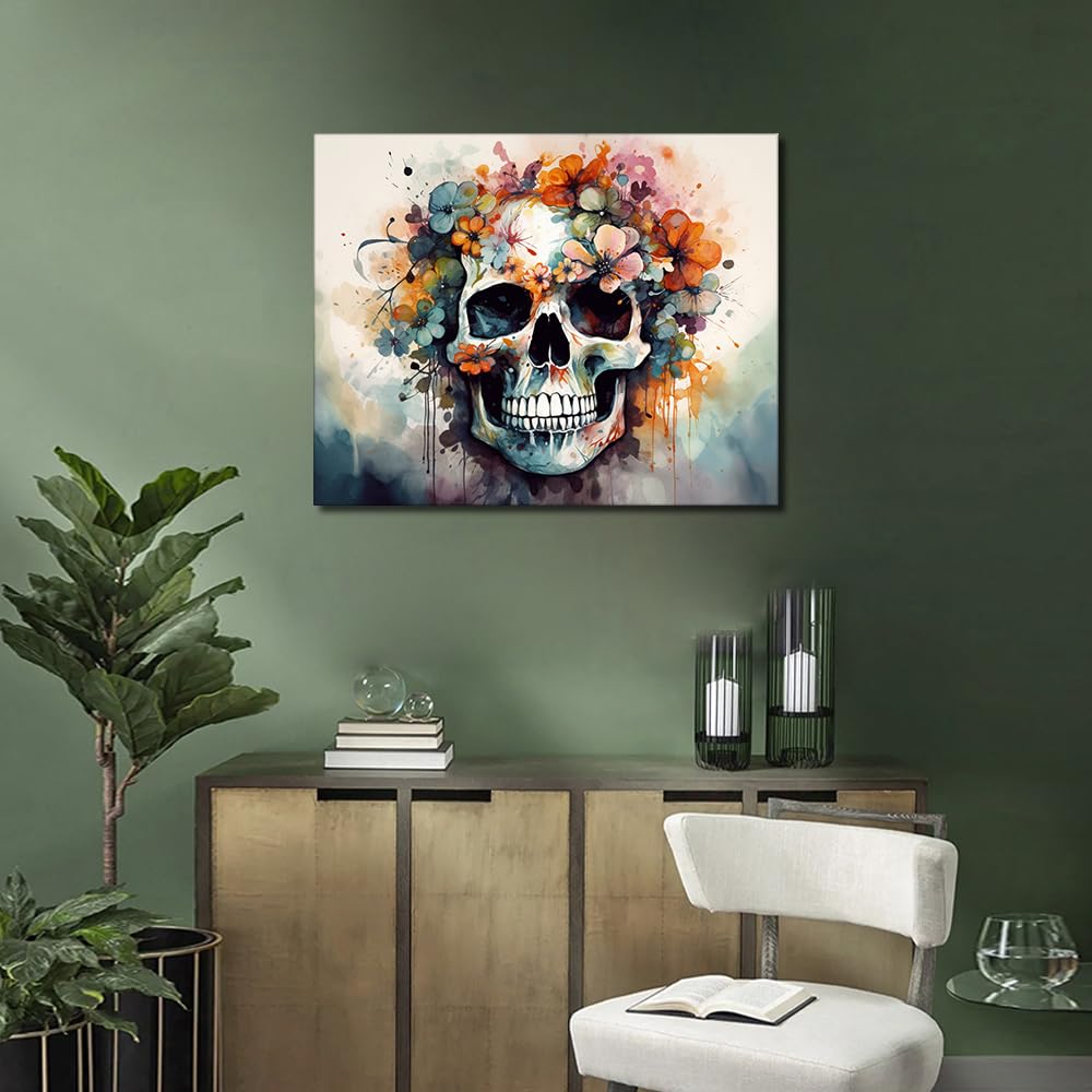 TUMOVO Paint by Numbers for Adults Beginner, Abstract Skull with Floral Adult Paint by Number Kits Kids Paint by Number DIY Oil Painting Kit on Canvas Painting by Numbers for Adults, 16 x20 Inch TUMOVO
