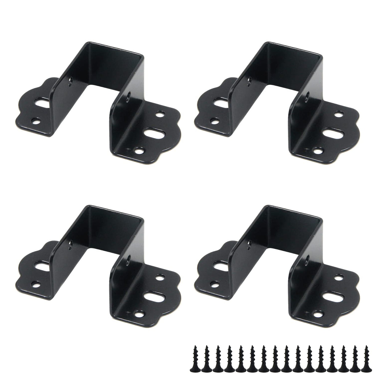 Coshar 4Pcs Heavy Duty Bed Rail Fittings Black Bed Frame Brackets Adapter U-Shape Bed Supporters Hardware for Bunk Bed Headboard, 3.62"x1.9"(L*W) Coshar