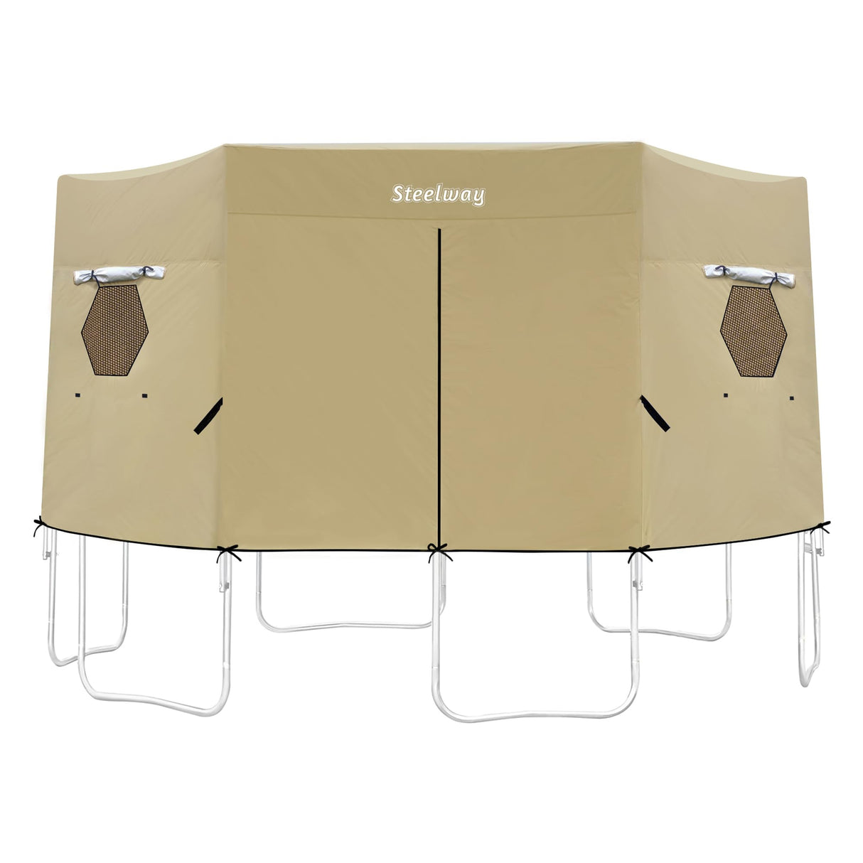 Steelway 14FT Trampoline Tent Cover for Straight Pole Round Trampoline with 6 W-Shape Legs steelway