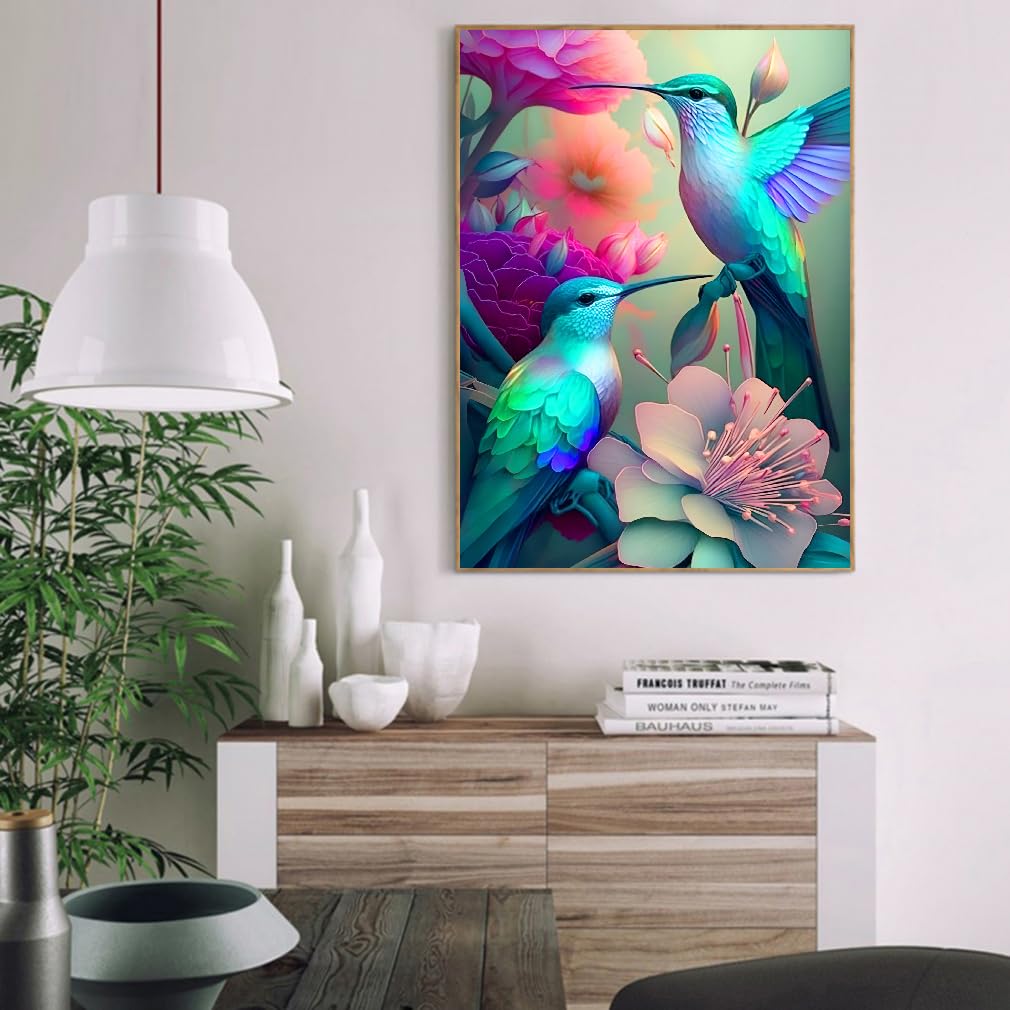 Amzdiyfun Beautiful Hummingbird Paint by Numbers Kit for Adults,Flowers Adults' Paint-by-Number Kits on Canvas,Easy Paint by Numbers for Beginners,Home Wall Decor,16x20Inch. Amzdiyfun