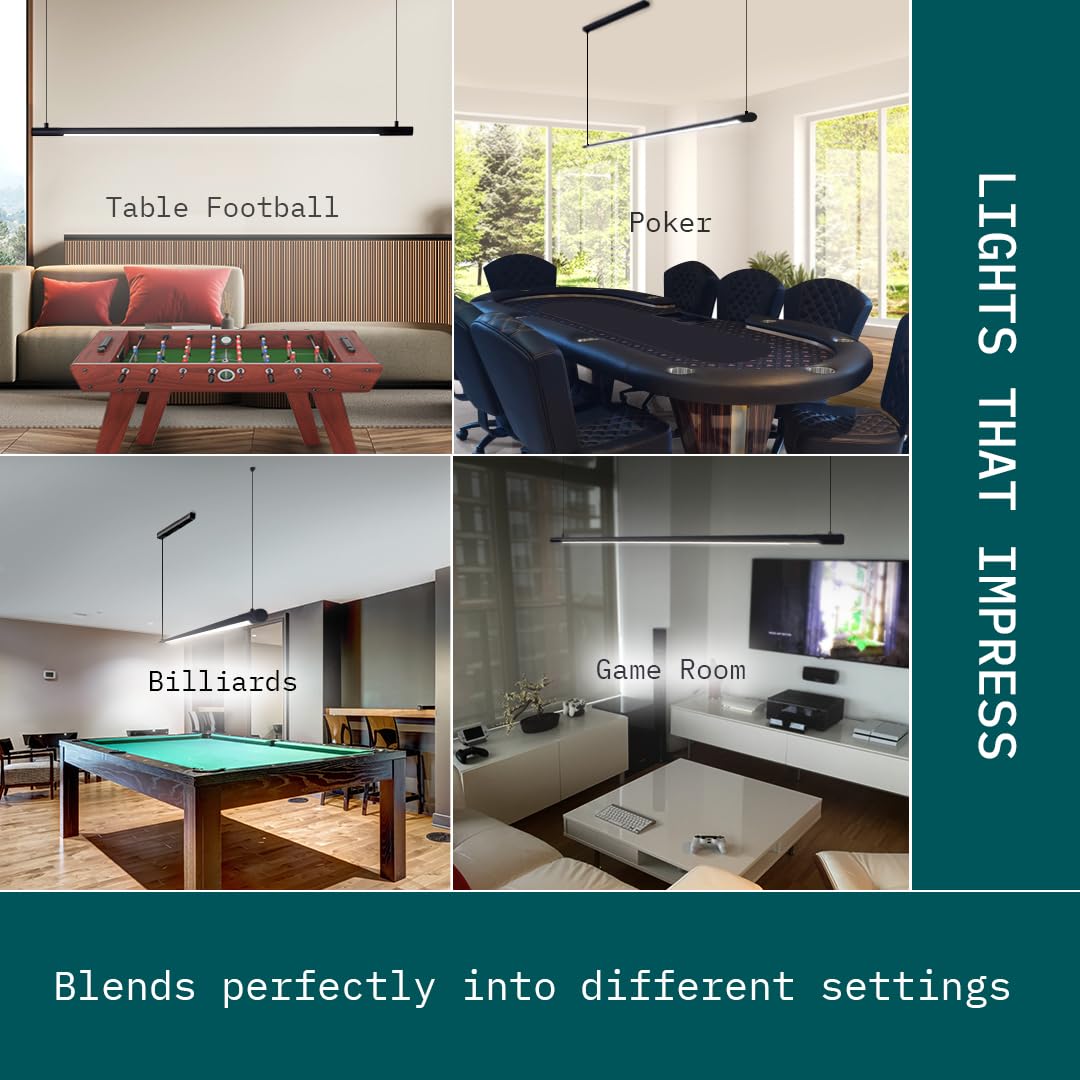 Solvita Professional LED Billiard & Pool Table Light, Non-Flickering & Evenly Distributed Light Source & Adjustable Height - Rotaflex, Bright White 3000K (52 inch) Solvita