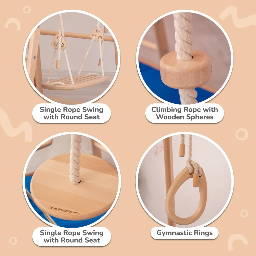 WoodandHearts Indoor Playground, Indoor Jungle Gym for Kids Ages 1-4, Toddler Jungle Gym Indoor, Indoor Gym for Kids Climbing Gym, Wooden Jungle Gym Indoor, Wood Climbing Gym for Toddlers, Made in EU Wood And Hearts