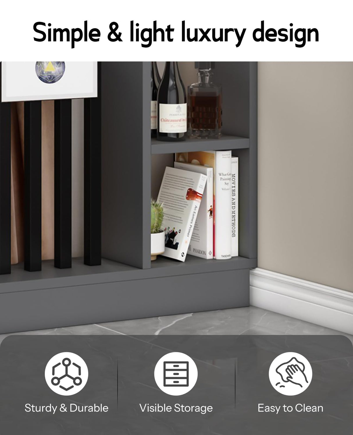 Wall Room Divider, Storage Cabinet Storage Display with Shelves, Modern Freestanding Wood Room Divider Screen, Wall Privacy Screens for Home Decorative (Grey,39.5" L x 9.5" W x 79.5" H) Kavie