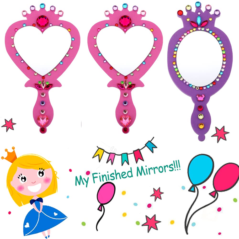 RICHNESS Little Girls Princess Mirrors Make Your Own Mirrors Princess Party Favors Pack of 6 RICHNESS