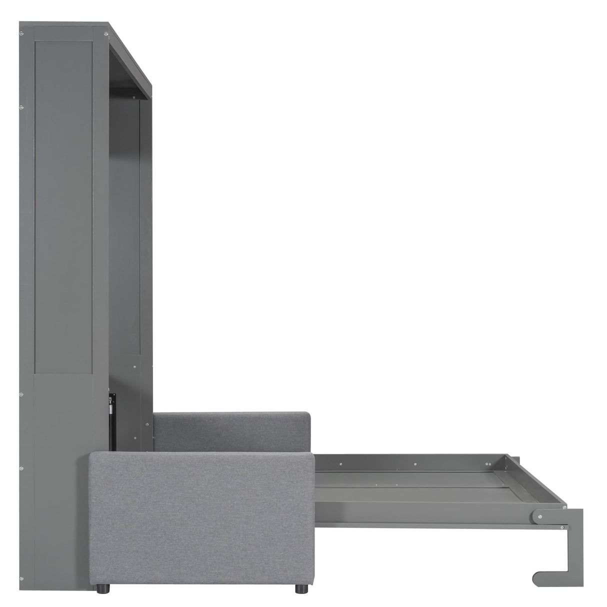 P PURLOVE Queen Wood Murphy Bed with Sofa, Wall Bed Without Slats, No Box Spring Needed (Gray) P PURLOVE