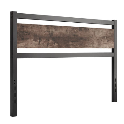 ALTLLEN Rustic Wooden Headboard with Metal Slats - Sturdy and Stylish for Queen Beds