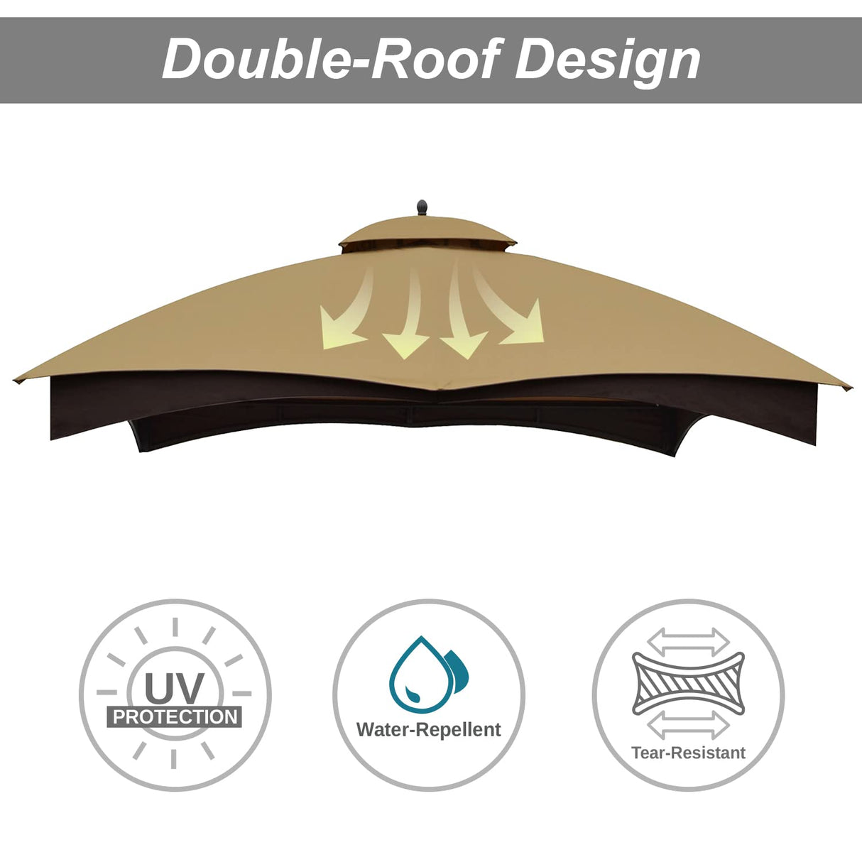 ABCCANOPY Gazebo Replacement Canopy Top for Lowe's Allen Roth #GF-12S004B-1, Beige ABCCANOPY