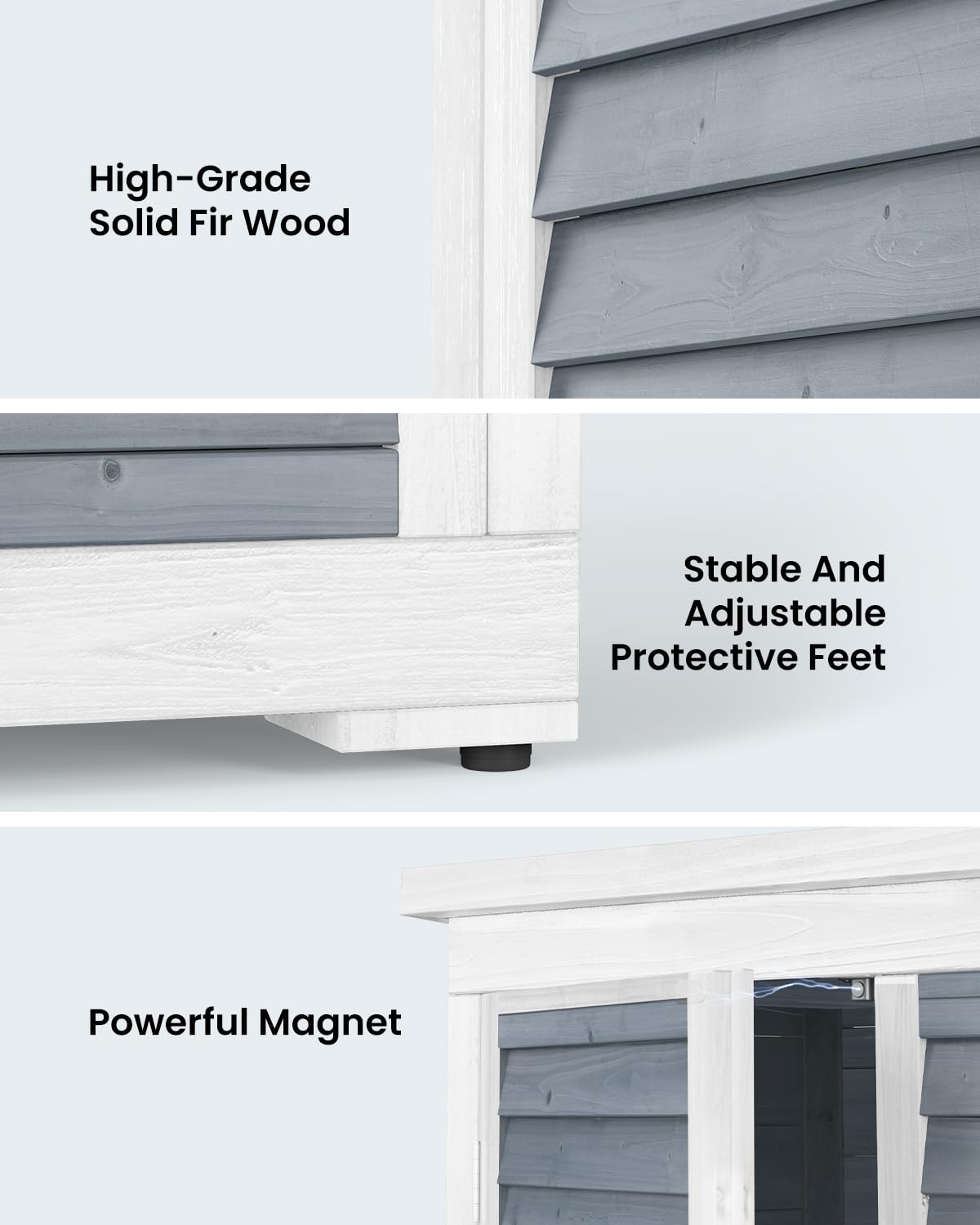 Bealife 63.2" Outdoor Storage Cabinet with Double Doors, Lockable Vertical Storage Shed with 3 Shelves Organizer, Waterproof Fir Wood Tool Closet Shed for Garden, Backyard, Patio, and Lawn -Grey Bealife