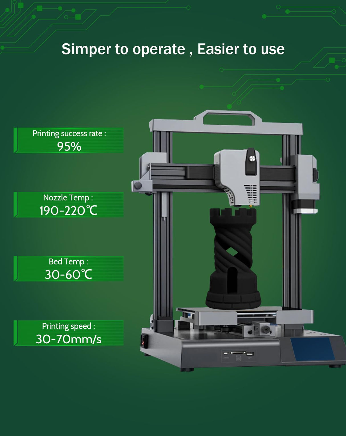 DURAMIC 3D Printer Filament PLA 1.75mm 1kg Cardboard Spool(2.2 lbs) Dimensional Accuracy +/- 0.03 mm Black DURAMIC 3D