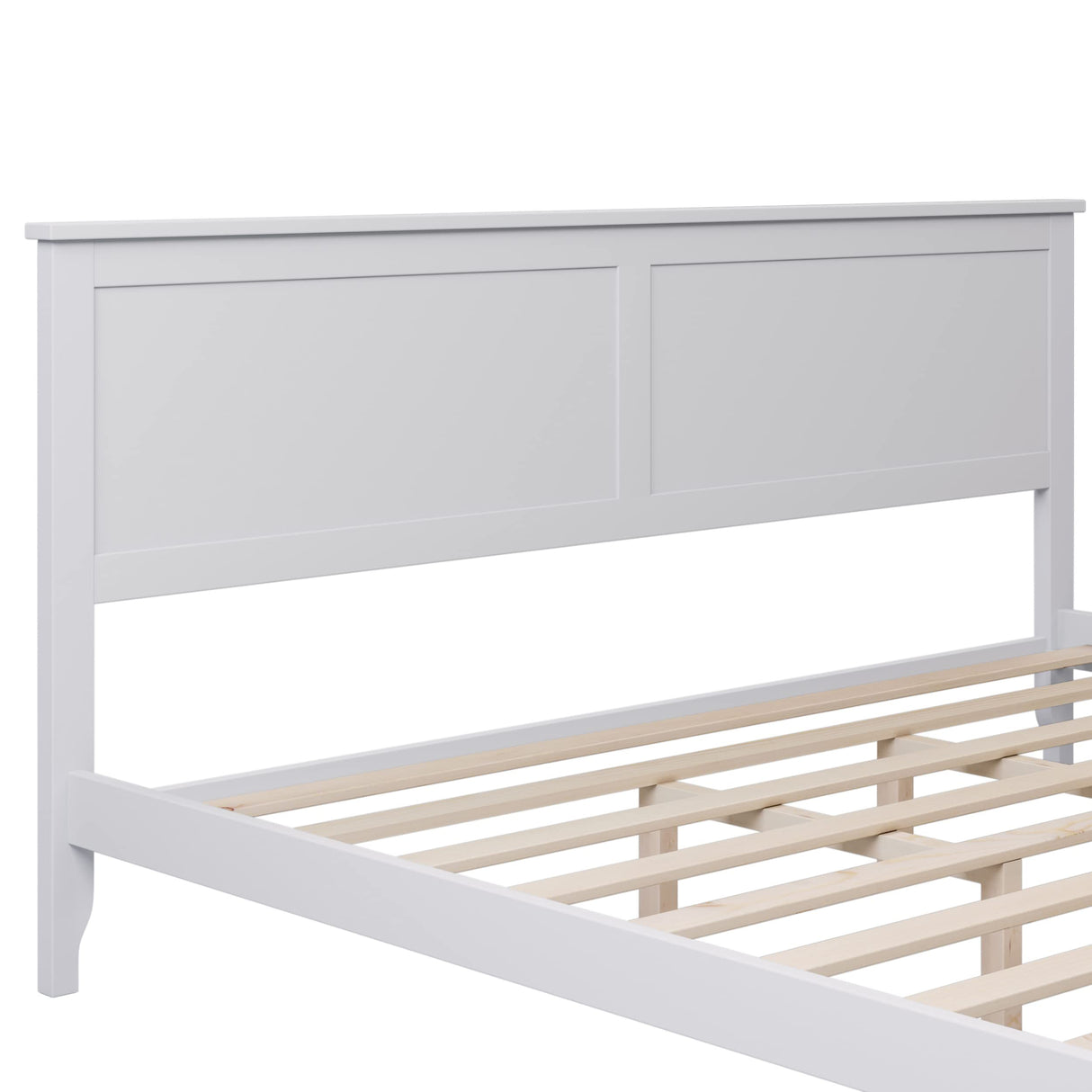 Modern White Solid Wood King Size Platform Bed with Headboard and Footboard by LZ LEISURE ZONE LZ LEISURE ZONE