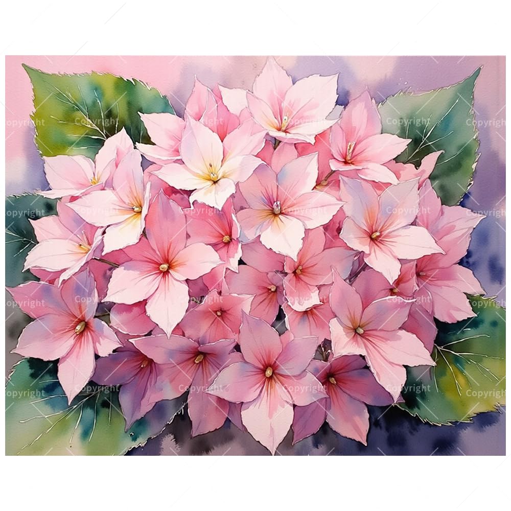 Floral Paint by Numbers Kit for Adults - DIY Pink Hydrangea Blossom Painting on Canvas 16x20 Inches, Acrylic Paint Set, Suitable for Beginners, Botanical Art for Home Decoration or Gifts DecorFriday