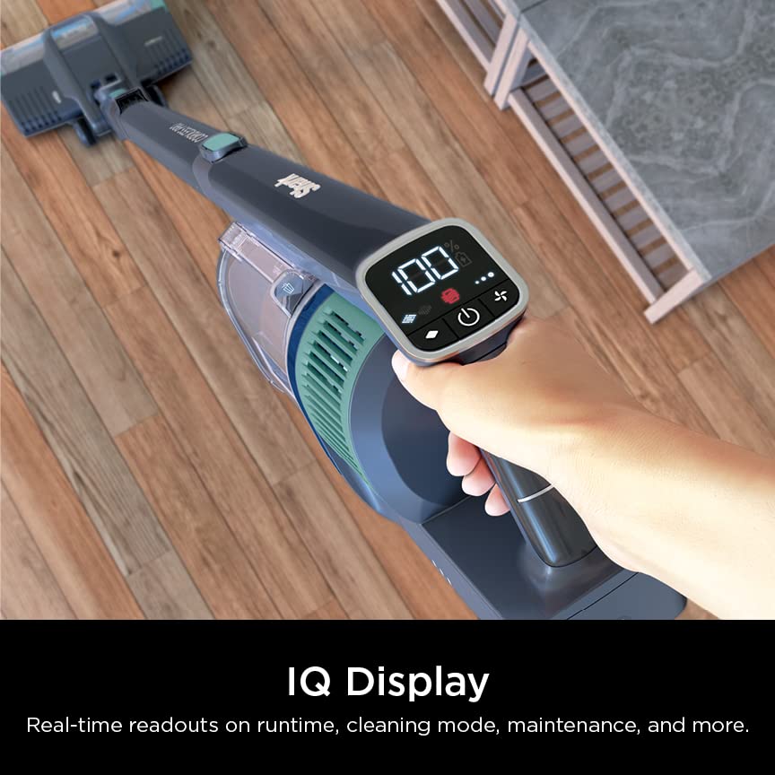 Shark IZ631H Cordless Pro Vacuum with PowerFins and Self-Cleaning Brushroll, Includes Upholstery Tool & Crevice Tool, Up To 60 Minute Runtime, HEPA Filtration, Cordless Vacuum, Dark Grey/Mojito Shark