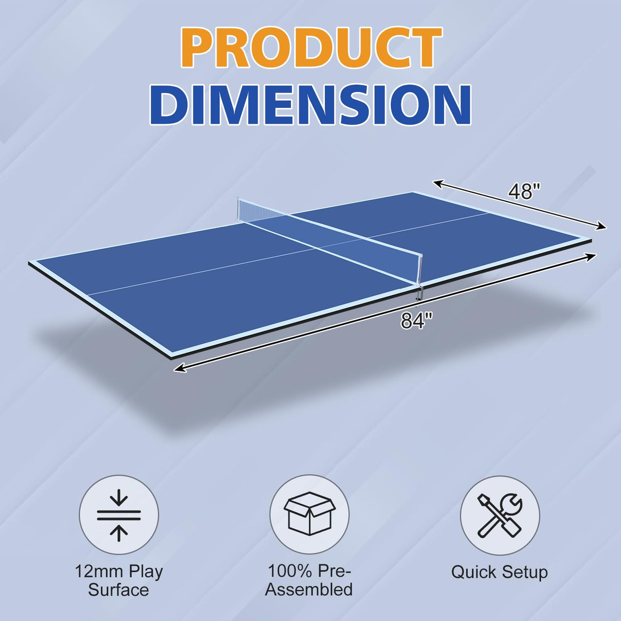 AOKUNG 7ft Mid-Size Ping Pong Conversion Top Foldable & Portable Table Tennis Table Top for Indoor Games-Blue AOKUNG