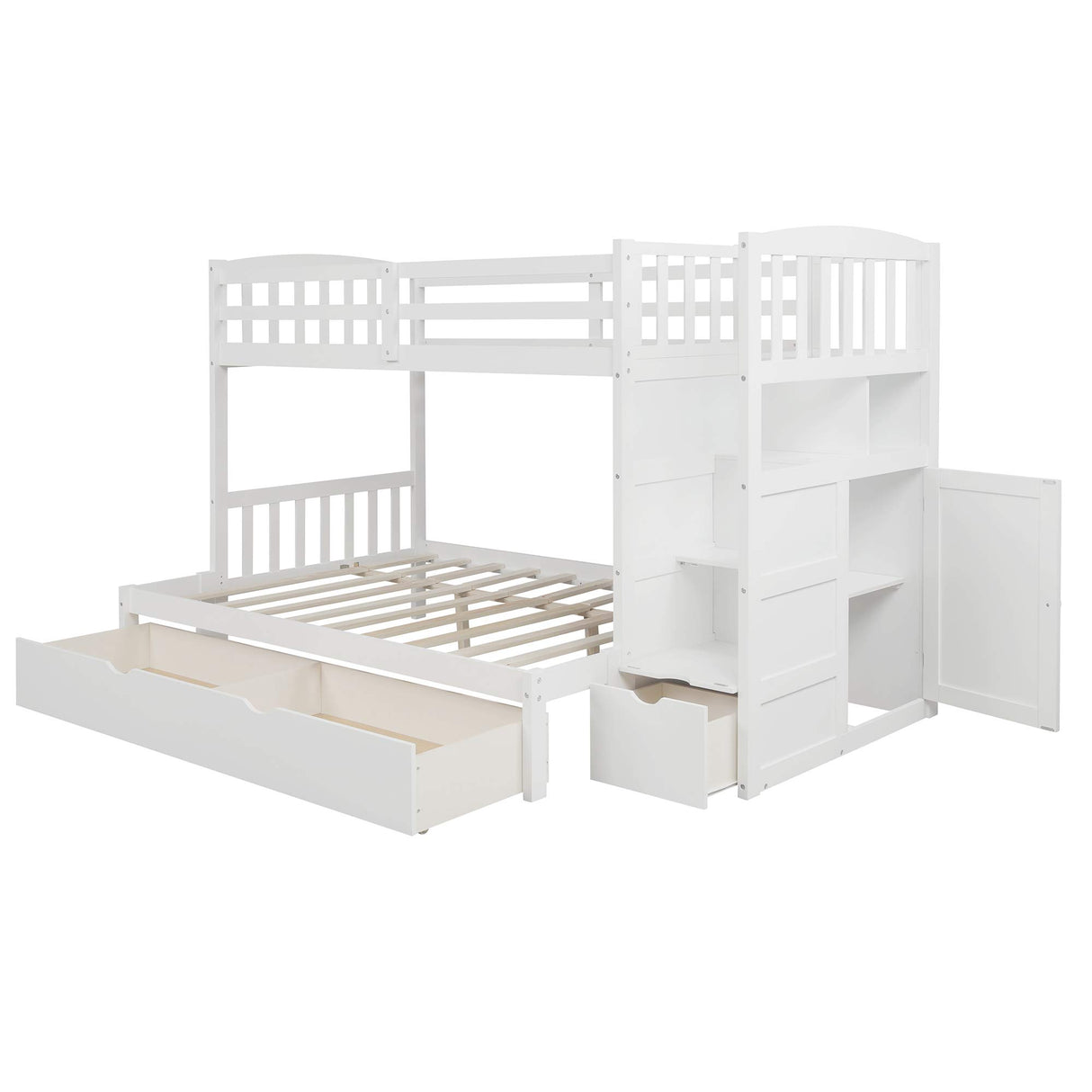 SOFTSEA Twin Over Twin Bunk Beds with Drawers, Twin Over Full Bunk Bed with Stairs and Storage Cabinet Convertible Bunk Bed for Kids SOFTSEA