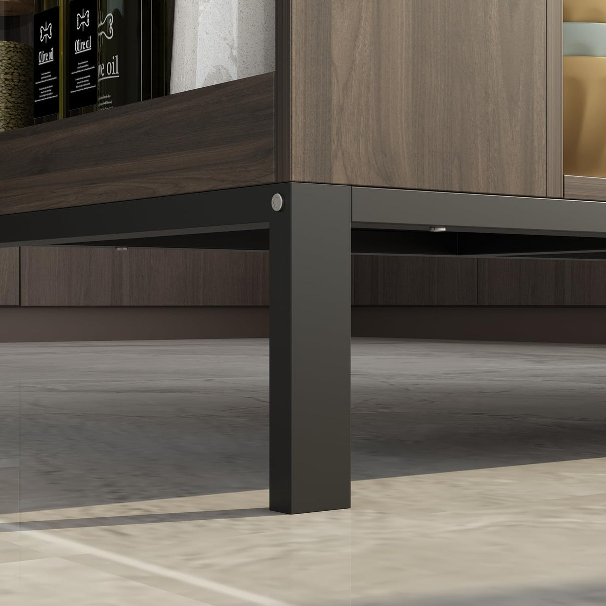 AIEGLE Kitchen Island with Storage Cabinet, Stationary Kitchen Table with 6 Open Shelves & 2 Drawers, Dining Table & Kitchen Prep Table with Marble Grain Tabletop for Dining Room, Dark Brown AIEGLE