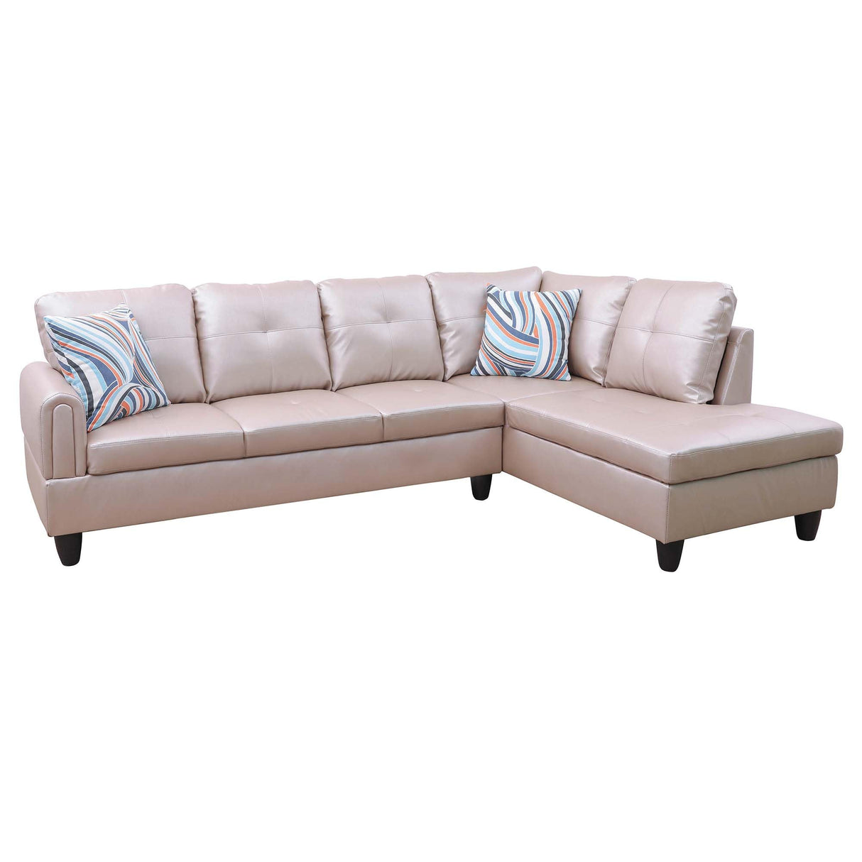 NicBex MZX-Niki-SF-00072-LWJ Sofas & Couches, Right Chaise, Latte-Faux Leather NicBex