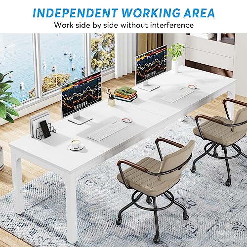 LITTLE TREE 78.7 Inches Extra Long Two Person Office Desk,Double Workstation for Home Office LITTLE TREE