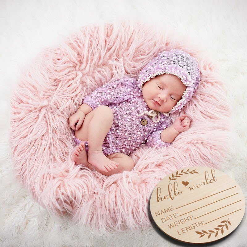 HD WOOD CRAFT Baby Announcement Sign, 5.9 inch Wooden Name Plate, Newborn Photo Prop, Birth Announcement, Brown Birch, 5 Inches HD WOOD CRAFT