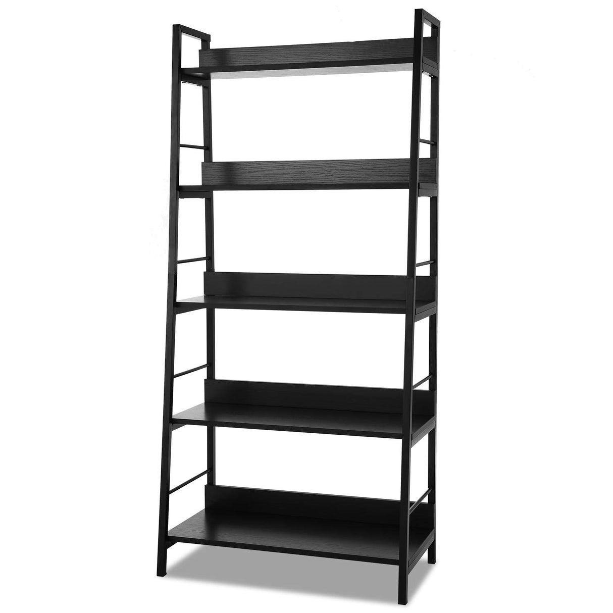 Homdox 5 Tier Ladder Shelf, Industrial Bookshelf Wood and Metal Bookcase, Plant Flower Stand Rack Book Rack Storage Shelves for Home Decor Homdox
