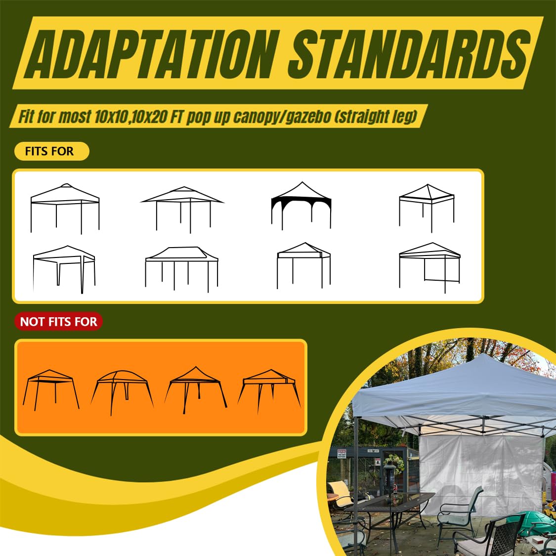 MordenApe 10x10 Pop Up Canopy Tent Sidewalls - Straight Leg Compatible, 300D Waterproof Polyester with 99% UV Protection, 3 Piece White Wall Set MordenApe