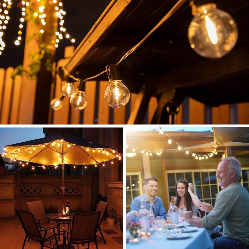 ALL FORTUNE Solar Outdoor String Lights, 15FT G50 Patio Lights String Waterproof with 10 Warm White LED Shatterproof Bulbs, Perfect for Garden, Backyard, Pergola, Party, Cafe, Camping Decoration ALL FORTUNE
