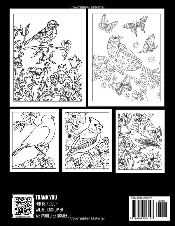 Songbirds Coloring Book: Fabulous Coloring Pages With Unique Illustrations Ideal Gift For All Ages Relaxation And Stress Relief Majosta