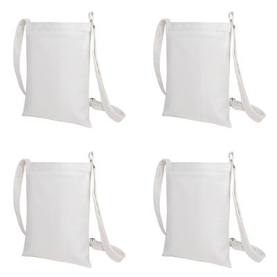 Muka 4 Pack Small Crossbody Canvas Zipper Bag, 7 x 9 Inch White Bag for DIY Craft